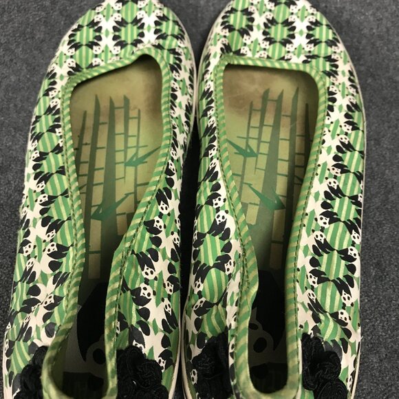Keds Eleanor Panda Print Green Canvas Slip-On Ballet Flats Womens Size 9.5 - Picture 6 of 8